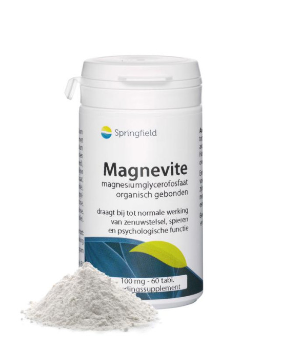 Magnevite magnesium glycerofosfaat 100 mg van Springfield : 60 tabletten
