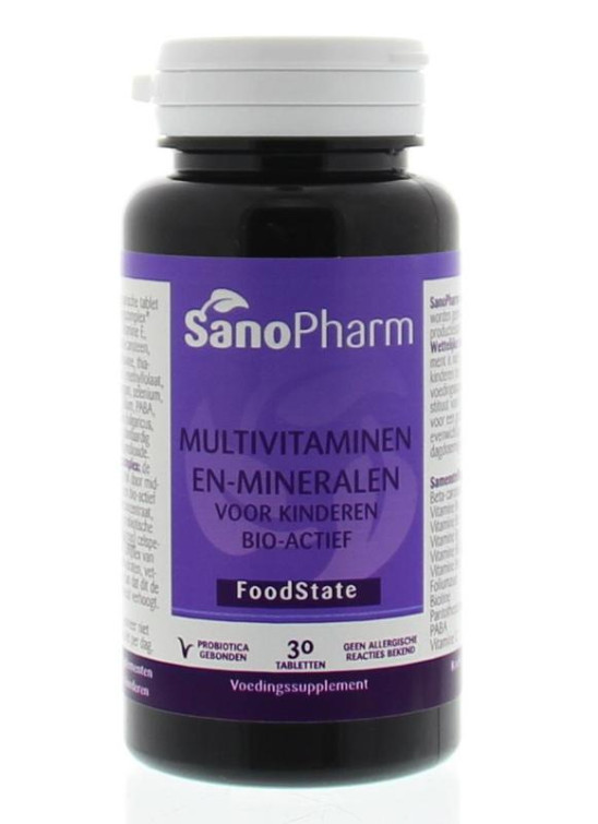 Kindermultivitaminen en mineralen foodstate van Sanopharm : 30 tabletten
