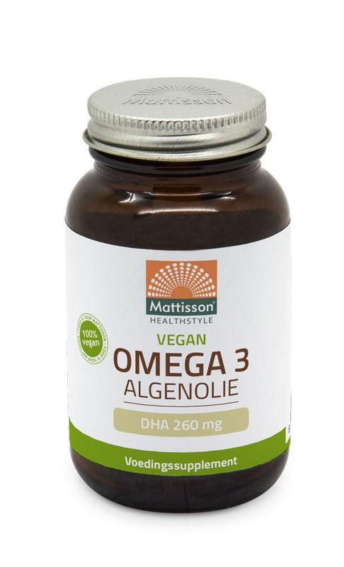 Vegan omega-3 algenolie DHA 260 mg van Mattisson (60caps)