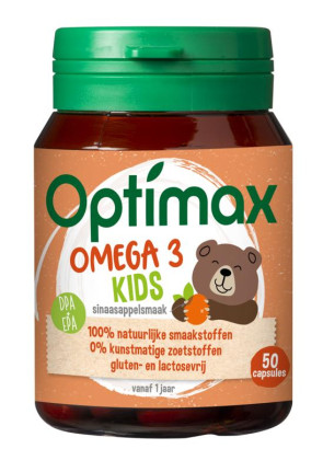 Kinder omega 3 sinaasappel van Optimax : 50 kauwcapsules