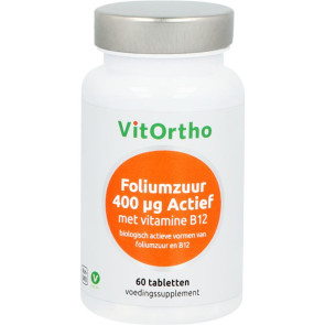 Foliumzuur 400 mg actief vitamine B12 Vitortho 60