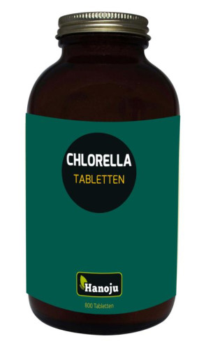 Chlorella premium 400 mg glas flacon van Hanoju : 800 tabletten