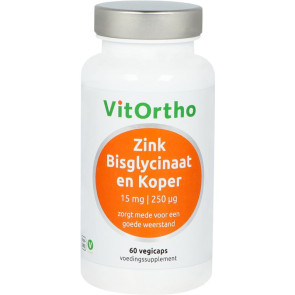 Zink bisglycinaat 15 mg koper Vitortho 60 