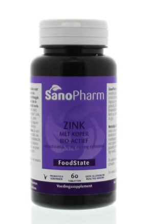 Zink 15 mg & koper 1 mg van Sanopharm : 60 tabletten