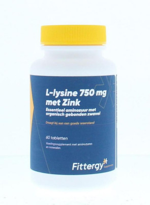 L-Lysine 750 mg met zink van Fittergy (60 tabletten)