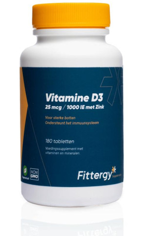 Vitamine D3 25 mcg met zink van Fittergy (180 tabletten)