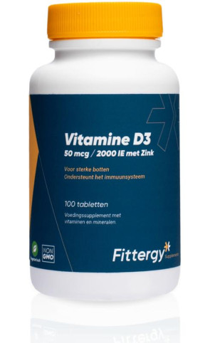 Vitamine D3 50 mcg met zink van Fittergy (100 tabletten)