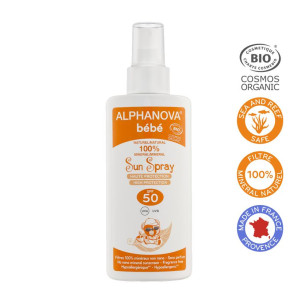 Sun zonnebrand spray SPF50 baby zonder parfum bio van Alphanova Sun (125 ml)