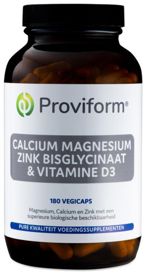 Calcium magnesium zink bisglycinaat & D3 van Proviform : 180 vcaps 