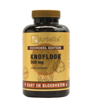 Knoflook 500 mg +250 mg lecithine Artelle (220 capsules)