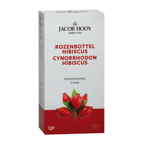 Rozenbottel hibiscus thee zakjes van Jacob Hooy : 20 zakjes