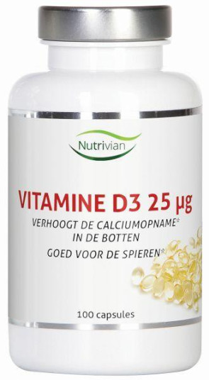 Vitamine D3 25 mcg van Nutrivian : 100 capsules