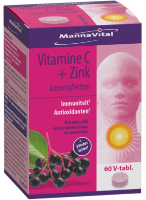 Vitamine C plus zink van Mannavital : 60 tabletten