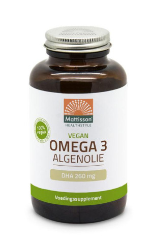 Vegan omega-3 algenolie DHA 260 mg van Mattisson (120caps)