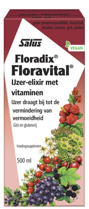 Floradix Floravital Glutenvrij IJzer elixer (500ml)
